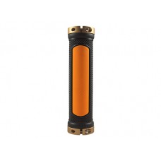 PROPALM Грипсы HY-666EP-3D, 128мм, с 2 грипстопами, с заглушками, тройная плотность, чёрный/оранжевый, с упаковкой