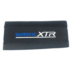 Защита пера рамы от цепи, 100х215мм, лого Shimano XTR. Чёрный неопрен.
