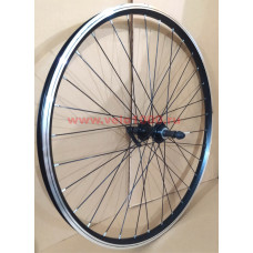 Колесо заднее 26" для V-Brake, обод двойной со шлиф. стенкой, под трещётку, с эксц, чёрное
