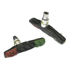 Колодки картриджные для V-brake, 72мм., всепогодные. Корпус-чёрный. Картридж коричн-чёрно-зелёный