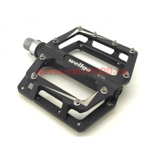 Педали алюм CNC 106х100х27мм, промподш + DU, ось-cr-mo 9/16", 20 сменныех шипов, 361г, черные, инд уп