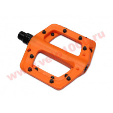 Педали нейлон 108х108х21мм, промподш + DU, ось cr-mo 9/16", сменные шипы, 296г, оранжевные, инд уп