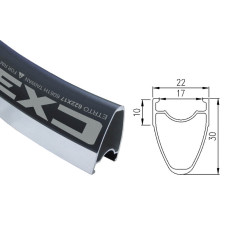 Обод двойной 700C, 622x17мм, 32отв. Высота 30мм, F/V, шлиф. Стенки, чёрный.Tubeless Ready, 470г.