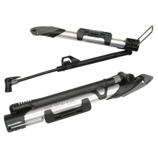 Насос алюминиевый, 140psi(9атм), L=280мм, телескопический шланг и подножка, A/V, F/V. Ручка-кратон.