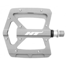 Педали алюм CNC,  98х95х17мм, серые, ось cr-mo Ф9/16", 2 промподш + DU Igus, 20 сменных шипов. 415г. Инд уп