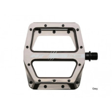 Педали алюм CNC, 105х105х17мм, серые, ось cr-mo Ф9/16", 2 промподш + DU Igus, 22 сменных шипа. 430г. Инд уп