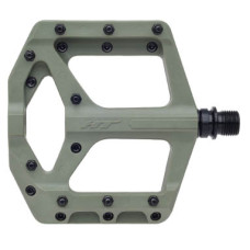Педали NANO-нейлон, оливковый цвет, ось cr-mo, 2 промподш + DU, 16 сменных шипов, 345г