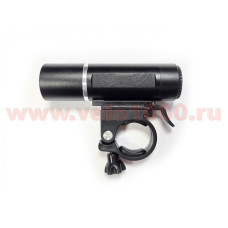 Фара черная 3W, 1 светодиод, 2 режима, алюм корпус,  батарейки AAA 4 шт