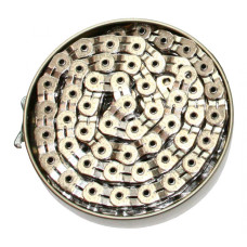 Цепь 1/2"x1/8", 100зв., серебристая, звенья с отверстиями, cуперлегкая,  разрыв - 1300кг; инд уп