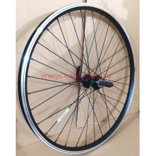 Колесо заднее 24" для V-Brake, обод двойной, под трещётку, с эксц, чёрное.
