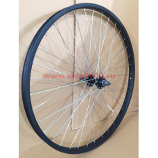 Колесо заднее 26", втулка чёрная 36 отв., 3/8" (гайка), под V-brake, под трещотку, обод одностеночный