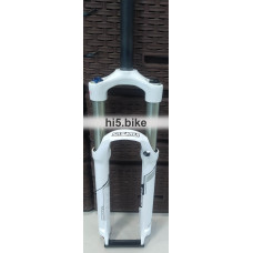 Вилка 27.5", ход 120мм, шток 1-1/8", белая, регулир скорости отскока, жесткости возд пруж, блокировка хода на ноге, шток Cr-Mo, ноги ø32мм золотистые, для ДТ PM, 2000г.
