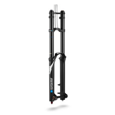 Вилка 27.5", 2x-коронная, шток AL1.5"/1-1/8" конич, ход 200мм, воздушная пружина, PCS картридж с регулир 2-х скор компрессии и 2-х скор отскока, ноги ø38мм чёрные, штаны магниевые чёрные, корона полая, ось ø20мм, для ДТ РМ 203мм, 2870г.