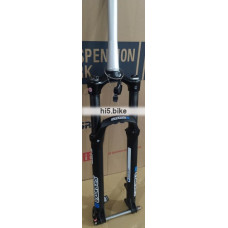 Вилка 29", ход 120 мм, матовая чёрная, алюм штырь 1,5"÷ 1-1/8", чёрные ноги Ф32 мм сталь, блокировка на руле + отскок, пружина воздух, Cr-Mo ось 15х110 мм, PM 160мм.