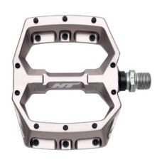 Педали алюм CNC скруглённые 84х99х17мм серые, ось cr-mo Ф9/16", 2 промподш + DU, 20 сменных шипов. 357г. Инд уп
