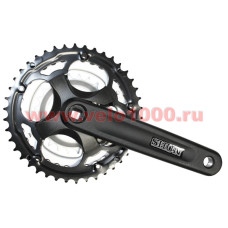 Шатуны алюминиевые, под квадрат, типа "Suntour", "Truvativ", звезды-сталь, 24-34-42T, L-170mm, черные