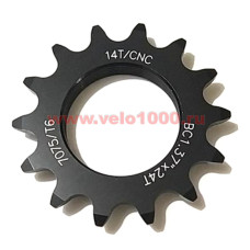 Звезда 14Тx1/8" AL7075, резьба 1,37"х24t для TRACK, FIX, Single Speed. Черная