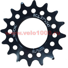Звезда 16Тx1/8" AL7075, резьба 1,37"х24t для TRACK, FIX, Single Speed. Черная