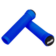 Грипсы Soft Longneck ярко-синие, с пластиковыми грипстопами, БЕЗ ФЛАНЦЕВ, 135мм.