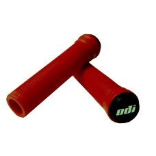 Грипсы Soft Longneck огненно-красные, с пластиковыми грипстопами, БЕЗ ФЛАНЦЕВ, 135мм.