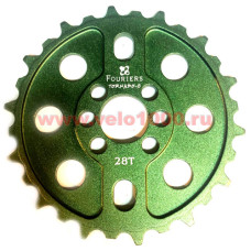 Звездa 1/2"x1/8", AL-6061 T6, 28T, 5 мм, фрезерованная под форму цепи, зеленая.