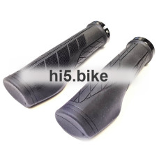 Грипсы для MTB, E-Bike, 131,6 мм, анатомические, черно-серые, цепкие накладки/гель/кратон, алюм грипстоп