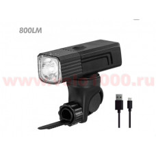 Фара передняя 800Lm  1 LED, аккумулятор 18650 2500mAh, 5 режимов, доп крепление для Garmin, инд уп