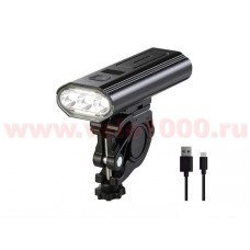 Фара передняя 800Lm  3 LED, USB Type C, аккумул 18650  5200mAh, 5 режимов, 24х42х115мм, 222г, функция Power Bank, инд уп