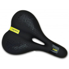 Седло 270x196мм. MEMORY FOAM ( с памятью ), с прорезью. Чёрно-жёлтая графика   "Er-go-nom-ic"