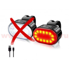 Фонарь задний овальный, 14 LED, 30 Lm, 6 режимов, USB зарядка, аккум 250мАч. 21г. Инд уп