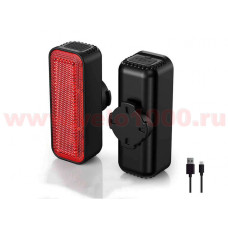 Фонарь на подсед штырь, 6 LED, 50 Lm, 6 режимов, 60х21мм, USB зарядка, аккум 230мАч. Инд уп