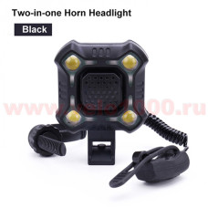 Сигнал-фара электро, 140 db, 4 светодиода,USB, аккумул 1200 мАч, черный, выносная кнопка, инд уп.