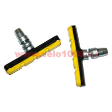 Колодки для V-brake, длина 70мм, чёрно-жёлтые. VLX инд. уп.