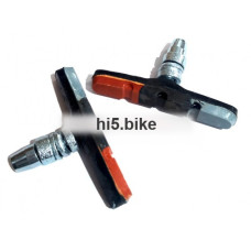 Колодки для V-brake, длина 70мм, оранж-чёрно-серые. VLX инд. уп.